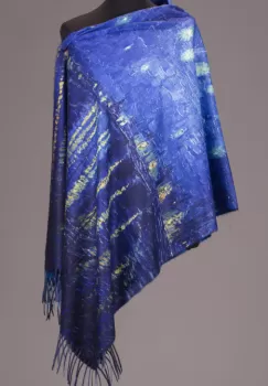 Esarfa matase cu doua fete cu reproduceri dupa Noapte Instelata deasupra Rhonului de Claude Monet imagine