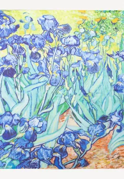 Esarfa patrata cu o fata imprimata cu reproducerea dupa pictura Irisi a lui Van Gogh, din matase naturala imagine