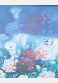 Esarfa patrata cu o singura fata cu imeprimeu floral nuante de albastru imagine