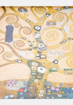Esarfa patrata cu o singura fata cu imprimata cu reproducere dupa Pomul Vietii - Gustav Klimt imagine