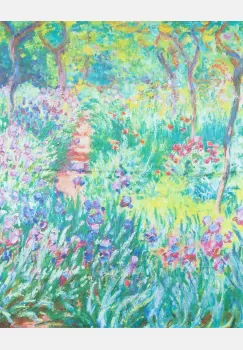 Esarfa patrata cu o singura fata cu reproducere dupa peisaj cu gradina de vara inflorita imagine