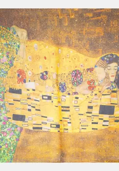 Esarfa patrata cu o singura fata cu reproducere dupa Sarutul lui Klimt imagine