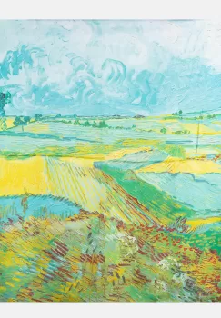 Esarfa patrata cu o singura fata imprimata cu reproducere dupa tablou cu lanuri de Van Gogh imagine