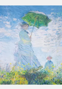 Esarfa patrata cu o singura fata imprimata cu reproducerea dupa Fata cu umbrela a lui Claude Monet imagine
