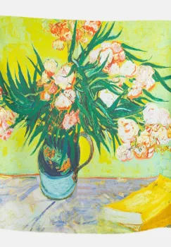 Esarfa patrata cu o singura fata imprimata cu reproducerea dupa un tablou cu flori de Van Gogh imagine