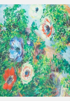 Esarfa patrata cu o singura fata imprimata dupa reproducerea unui tablou cu flori de camp imagine