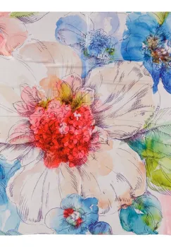 Esarfa patrata cu o singura fata, imprimeu floral pastelat imagine