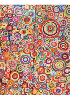 Esarfa patrata cu o singura fata, imprimeu pictural cu cercuri multicolore imagine