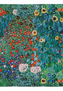 Esarfa patrata cu o singura fata, imprimeu pictural cu flori de camp imagine