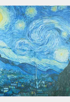 Esarfa patrata cu reproducere dupa Noaptea Instelata a lui Van Gogh imagine