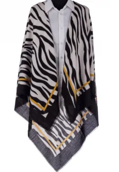 Esarfa patrata mare, imprimeu animal print alb-negru imagine