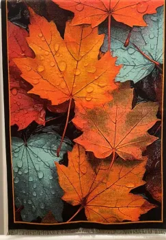 Esarfa premium din lana si bumbac cu imprimeu vibrant de toamna imagine