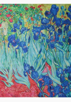 Esarfa premium din matase cu dubla fata, imprimeu cu reproducere dupa    Irisi   - de Van Gogh imagine
