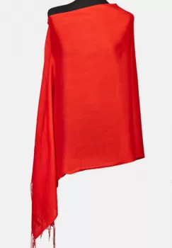 Esarfa rosie dreptunghiulara din material gros tip cashmere imagine