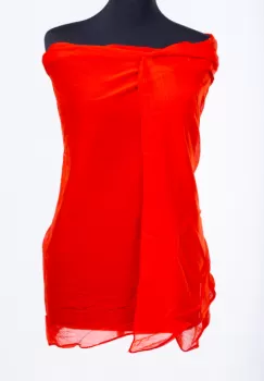 Esarfa rosie, dreptunghiulara si colturi alungite, din bumbac si matase imagine