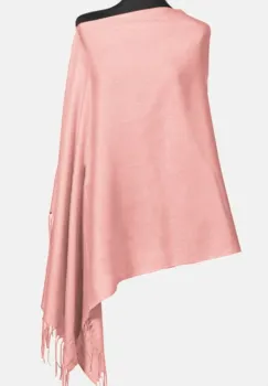 Esarfa roz somon din cashmere subtire dreptunghiulara imagine