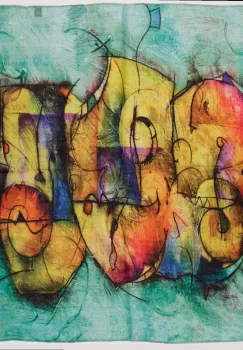 Esarfa tip batic cu imprimeu grafic abstract pe fond verde menta imagine