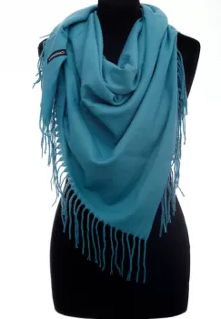 Esarfa turcoaz patrata din material gros tip cashmere imagine