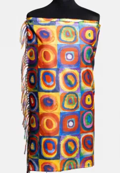 Esarfa vascoza cu fir din lurex, cu imprimeu dupa pictura moderna a lui Kandinsky imagine