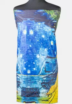 Esarfa vascoza cu fir din lurex, cu reproducere dupa Cafeneaua de Van Gogh imagine