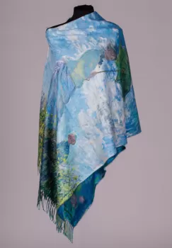 Esarfa vascoza cu reproducerea dupa Fata cu umbrela a lui Claude Monet imagine