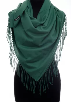 Esarfa verde patrata din material gros tip cashmere imagine