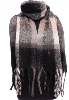 Fular cu imprimeu cu carouri in nuante de alb, negru si roz pal imagine