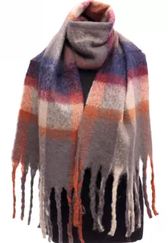 Fular cu imprimeu cu carouri in nuante de gri, bordo si bleumarin imagine