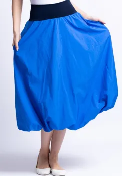 Fusta albastru electric midi, tip lalea, din tafta imagine