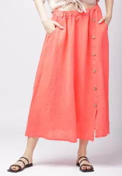 Fusta din in corai cu nasturi decorativi pe o parte imagine