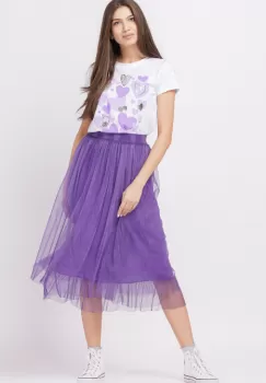 Fusta din tulle midi, mov imagine