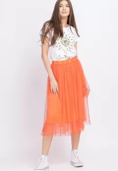 Fusta din tulle midi, portocalie imagine