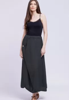 Fusta larga din in cu un colt prins, gri inchis imagine