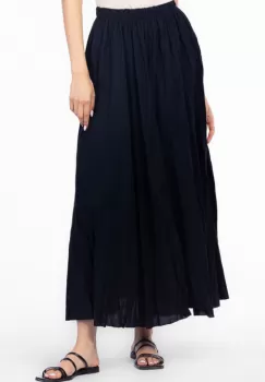 Fusta lunga, ampla, clos, din bumbac creponat, neagra imagine