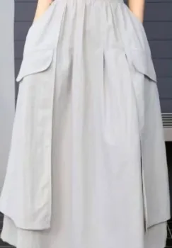 Fusta lunga ampla cu suprapuneri laterale, bej imagine