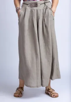 Fusta lunga casual, bej, din in, cu o curea fancy imagine
