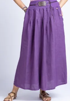 Fusta lunga casual, mov, din in, cu o curea fancy imagine