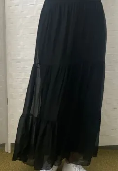 Fusta lunga cu volane, din matase naturala, neagra imagine