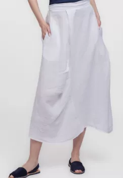 Fusta lunga din in, cu falduri, alba imagine