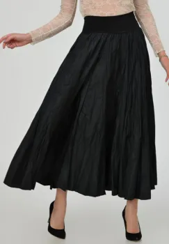 Fusta lunga din vascoza, in 15 clini, din tafta neagra cu irizatii maro imagine