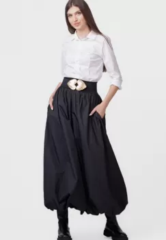 Fusta lunga gogosar, din in mercerizat, neagra imagine