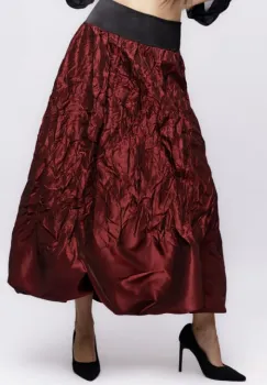 Fusta lunga gogosar, din tafta bordo imagine