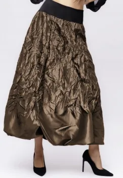 Fusta lunga gogosar, din tafta cafenie imagine