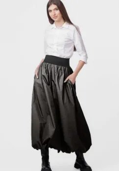 Fusta lunga gogosar, din tafta gri inchis sifonata imagine