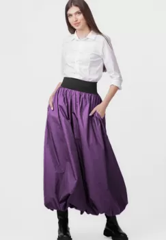 Fusta lunga gogosar, din tafta mov sifonata imagine