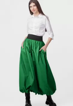 Fusta lunga gogosar, din tafta verde sifonata imagine