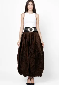 Fusta maro lunga, tip lalea, din tafta cu memorie imagine