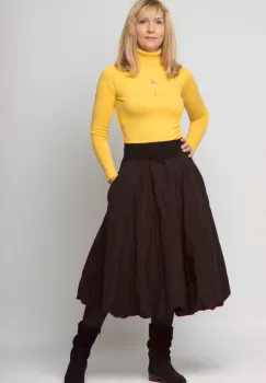 Fusta maro midi, tip gogosar, din tafta cu memorie imagine