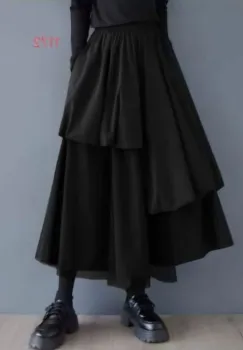 Fusta midi ampla cu straturi, neagra imagine