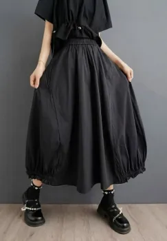 Fusta midi ampla tip balon cu talie elastica si volum imagine